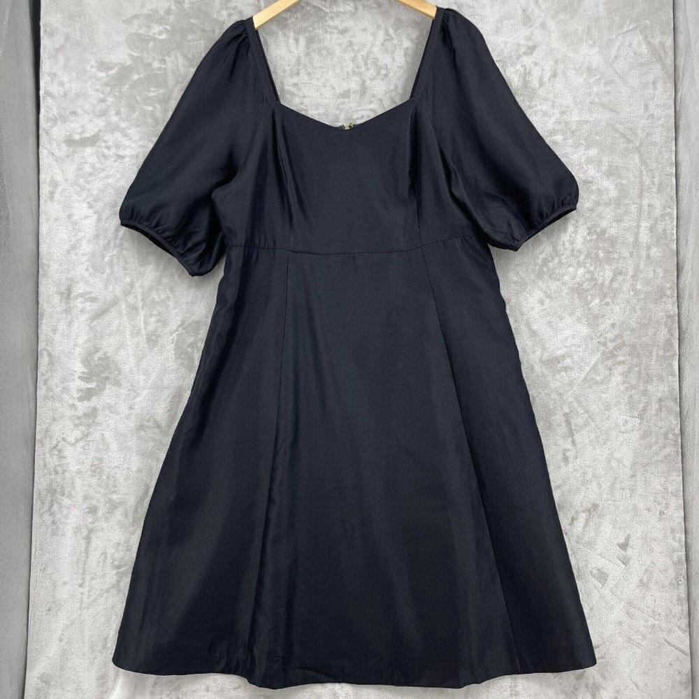 Draper James June Dress Puff Sleeve Silk Blend Midi Dress Fit & Flare
